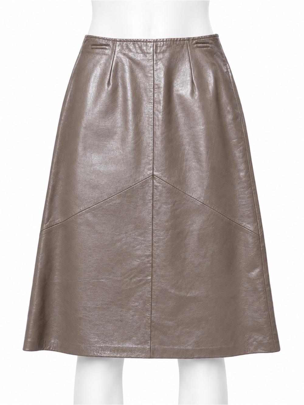 Taupe 100% Leather A-Line Skirt - Women